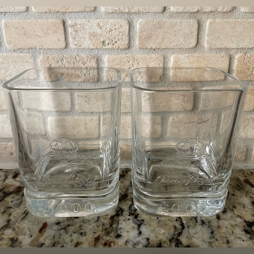 Set of two Millennium Crown Royal 2000 Whiskey Glasses
